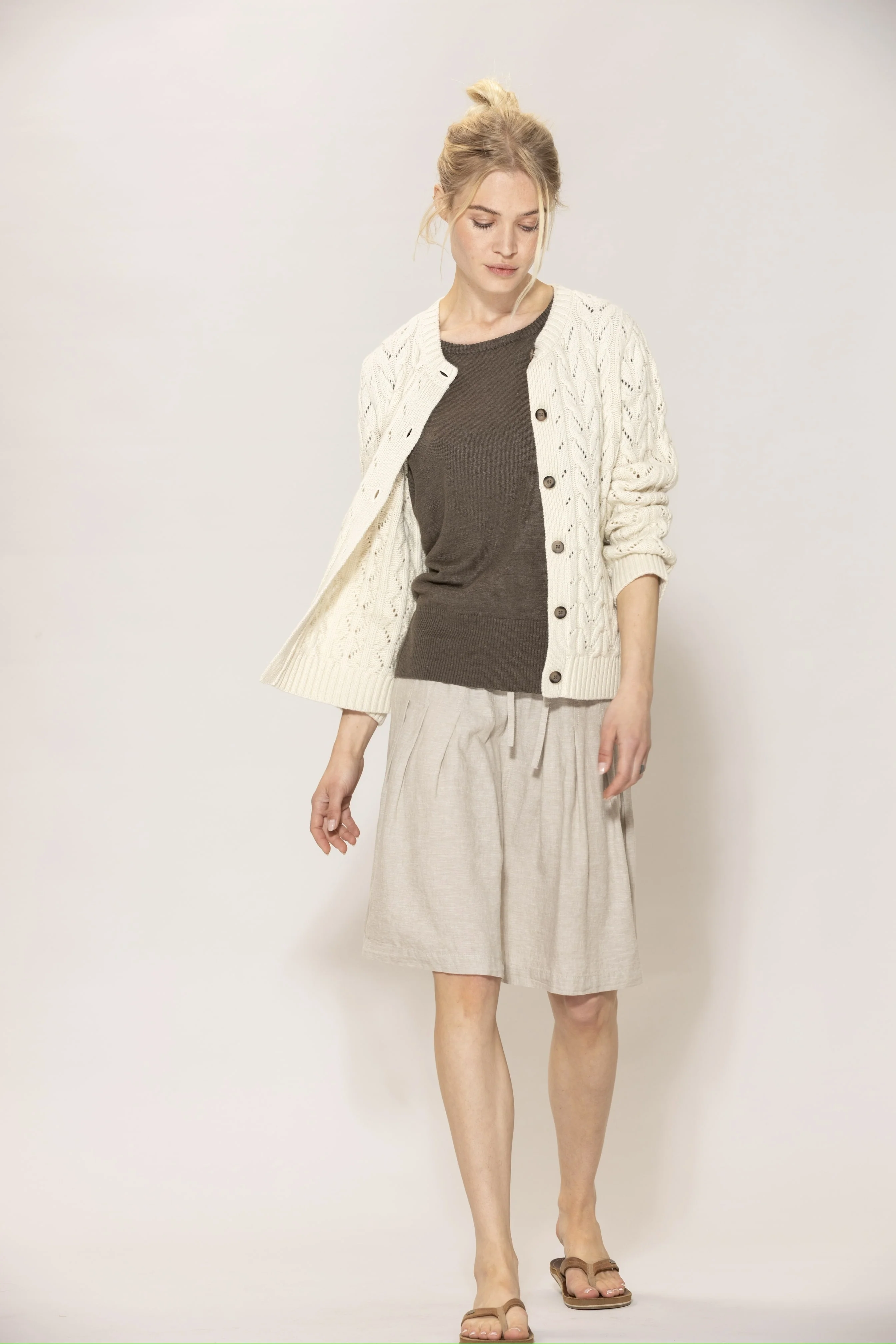 Anemone linen Skirt - Chalk Melange - Image 2