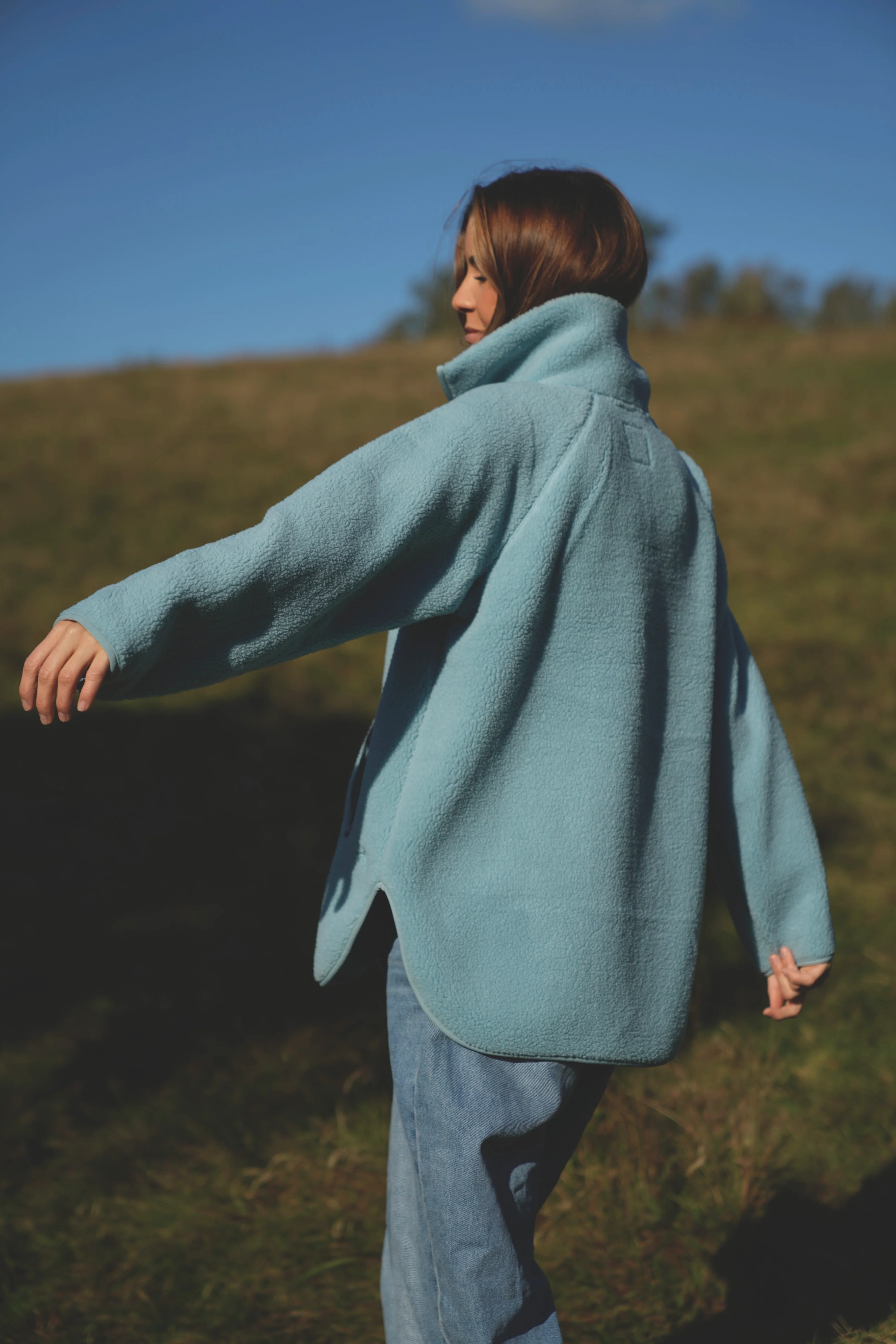 Aria Teddy Fleece Jacket - Ice Blue - Image 4