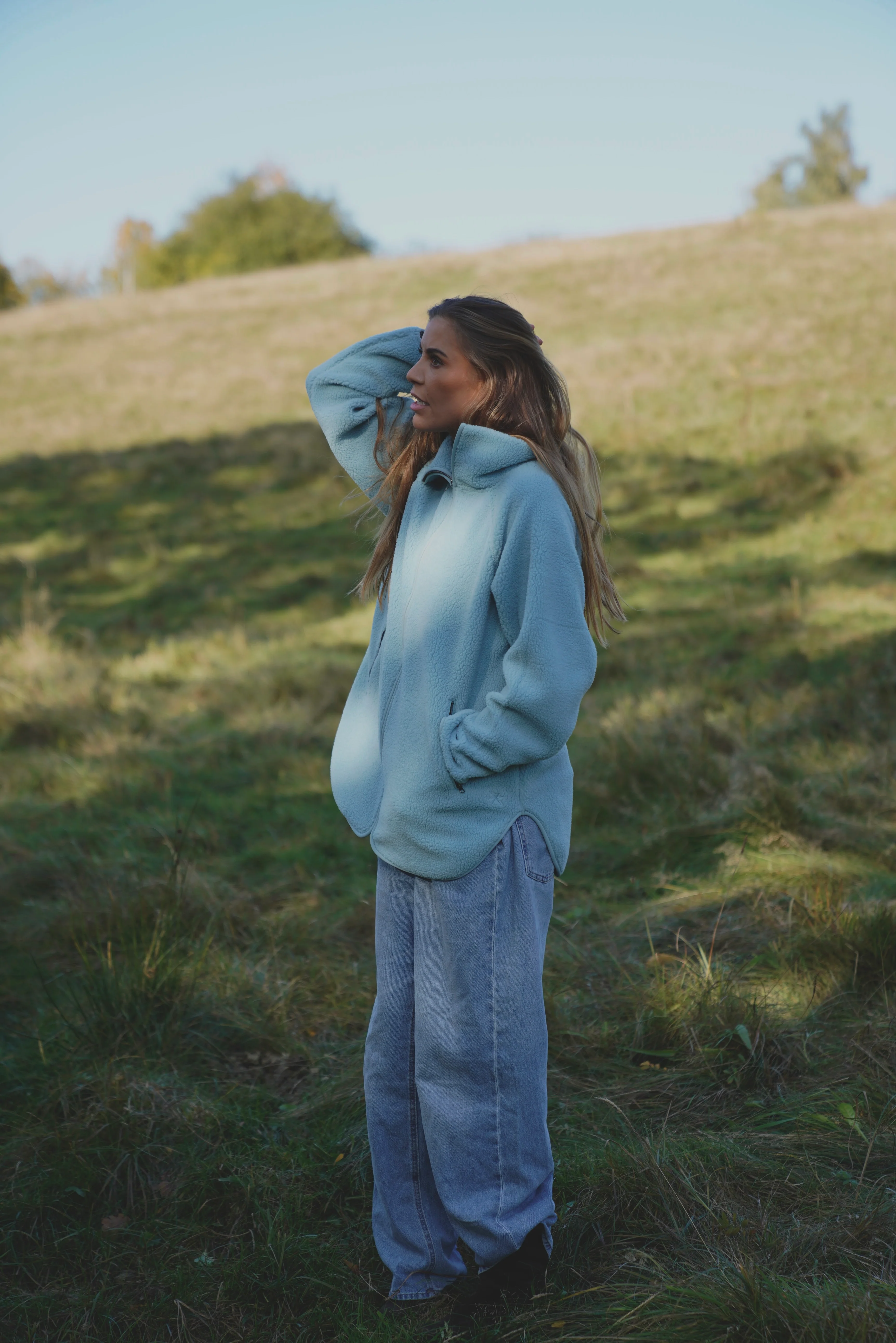 Aria Teddy Fleece Jacket - Ice Blue - Image 7
