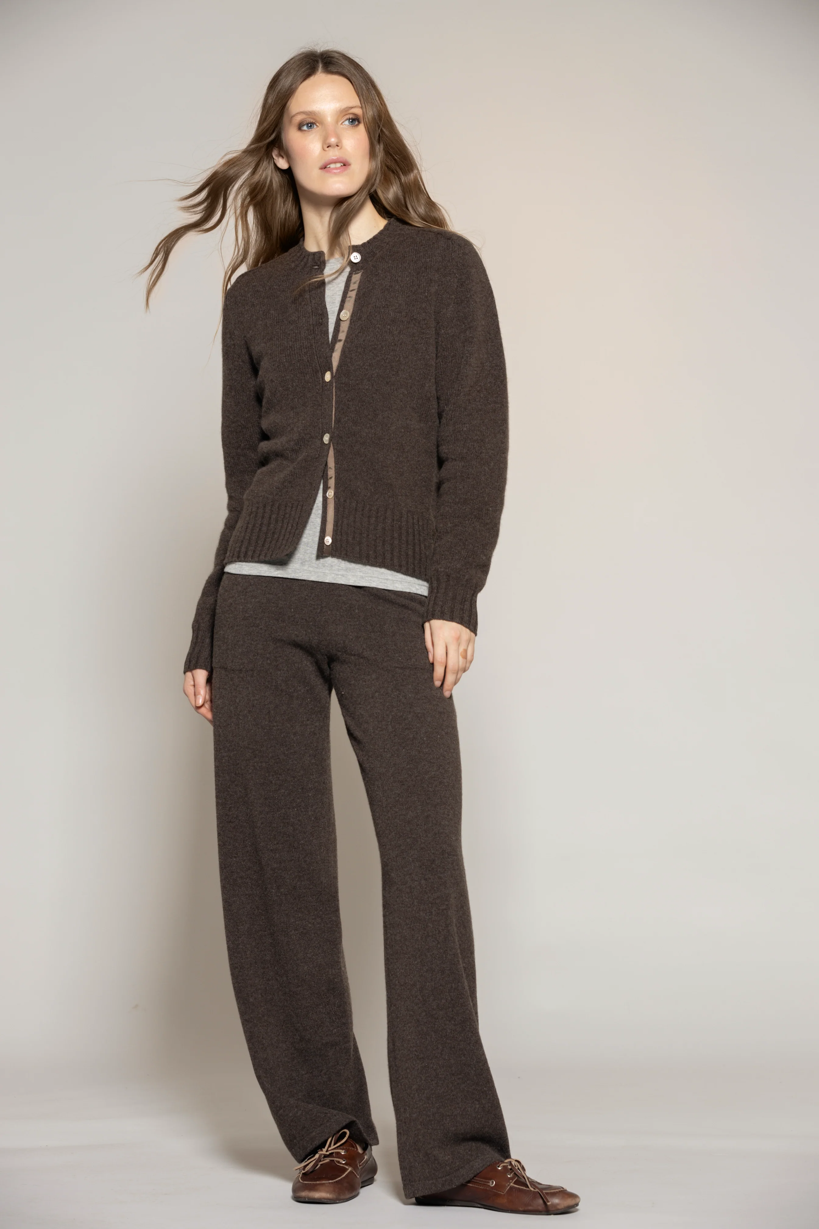 Carina wool Trousers - Chocolate Melange - Image 2