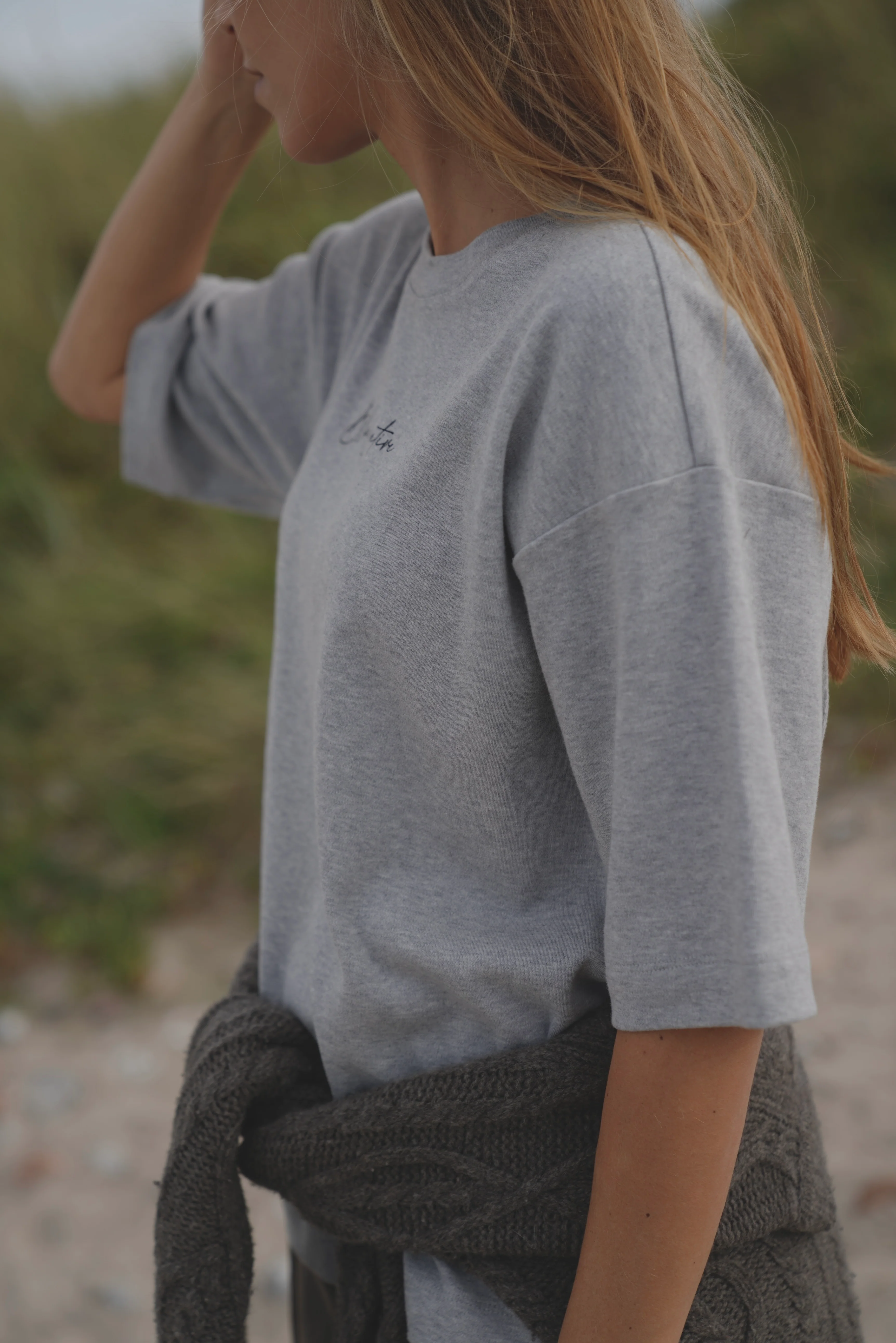 Dagny Big Tee - Grey Melange - Image 4