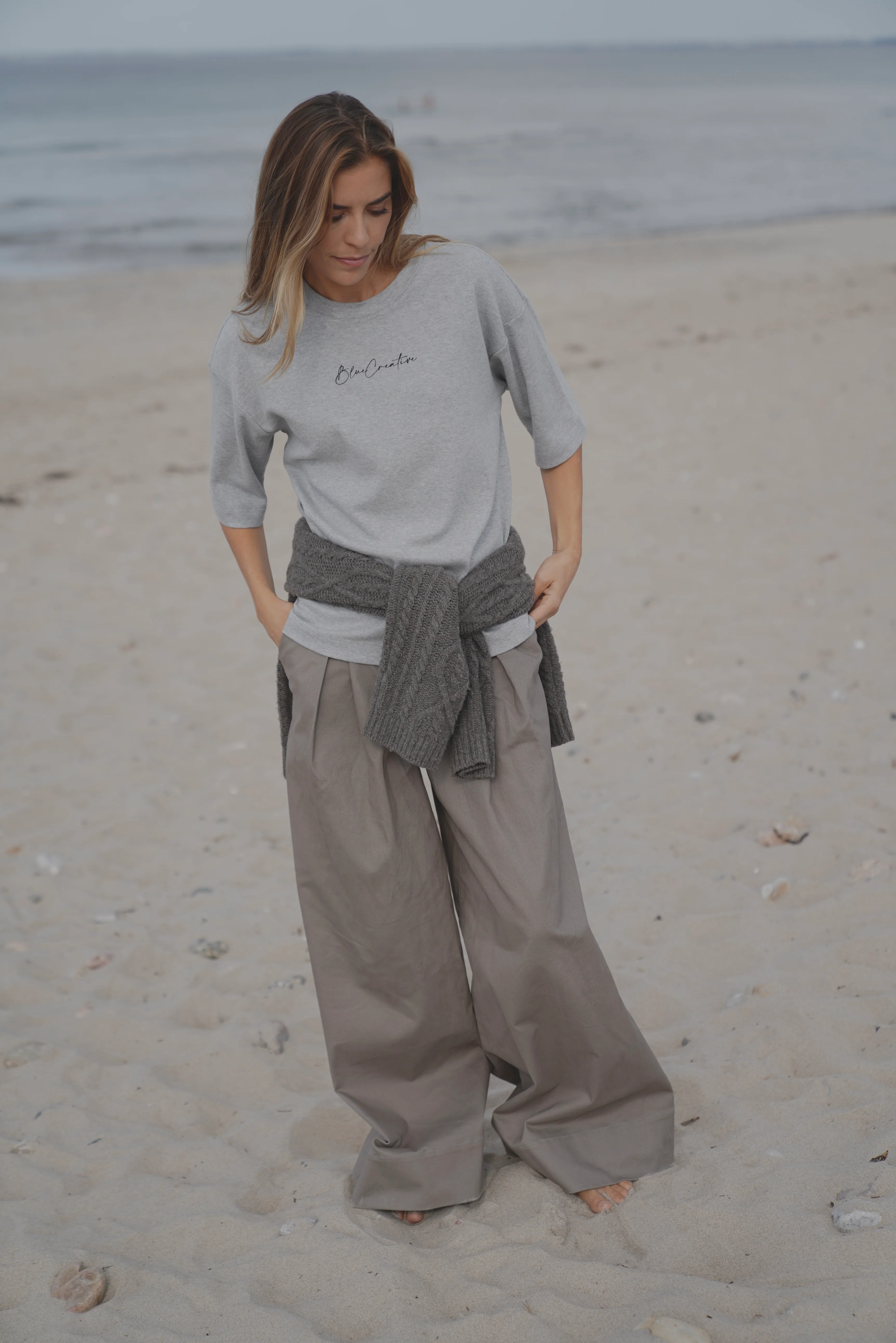 Dagny Big Tee - Grey Melange - Image 5