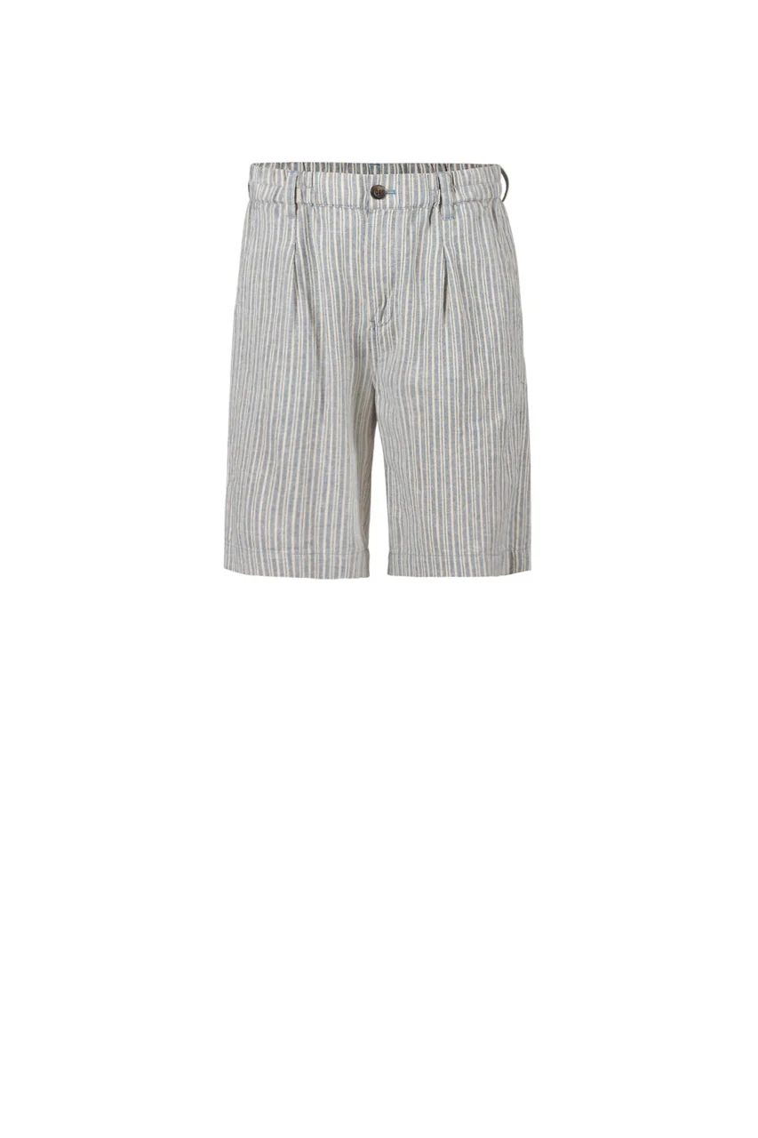Davida Striped Bermudas - Iron Blue/Chalk