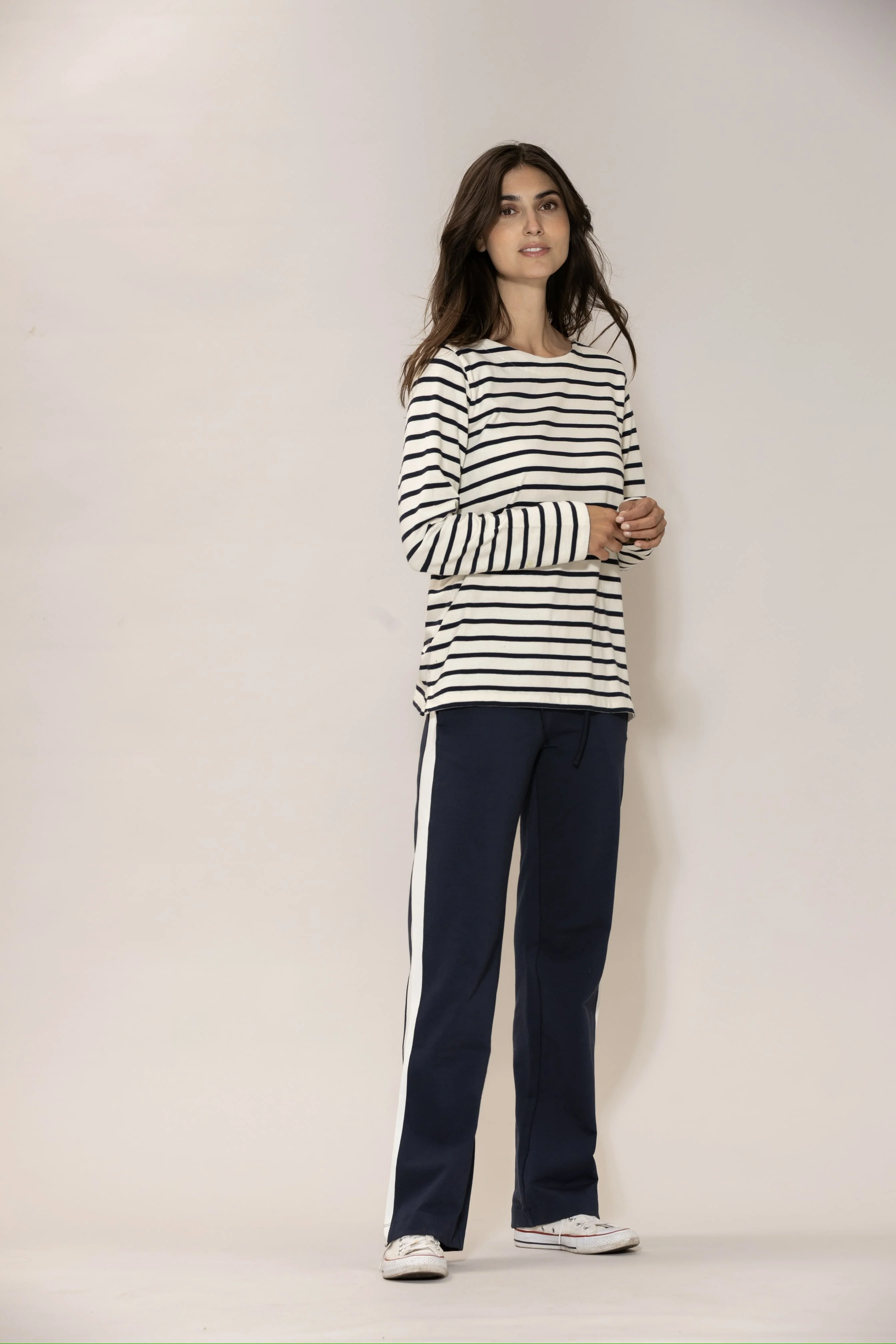 Donna Striped Blouse - Ecru w/New Navy