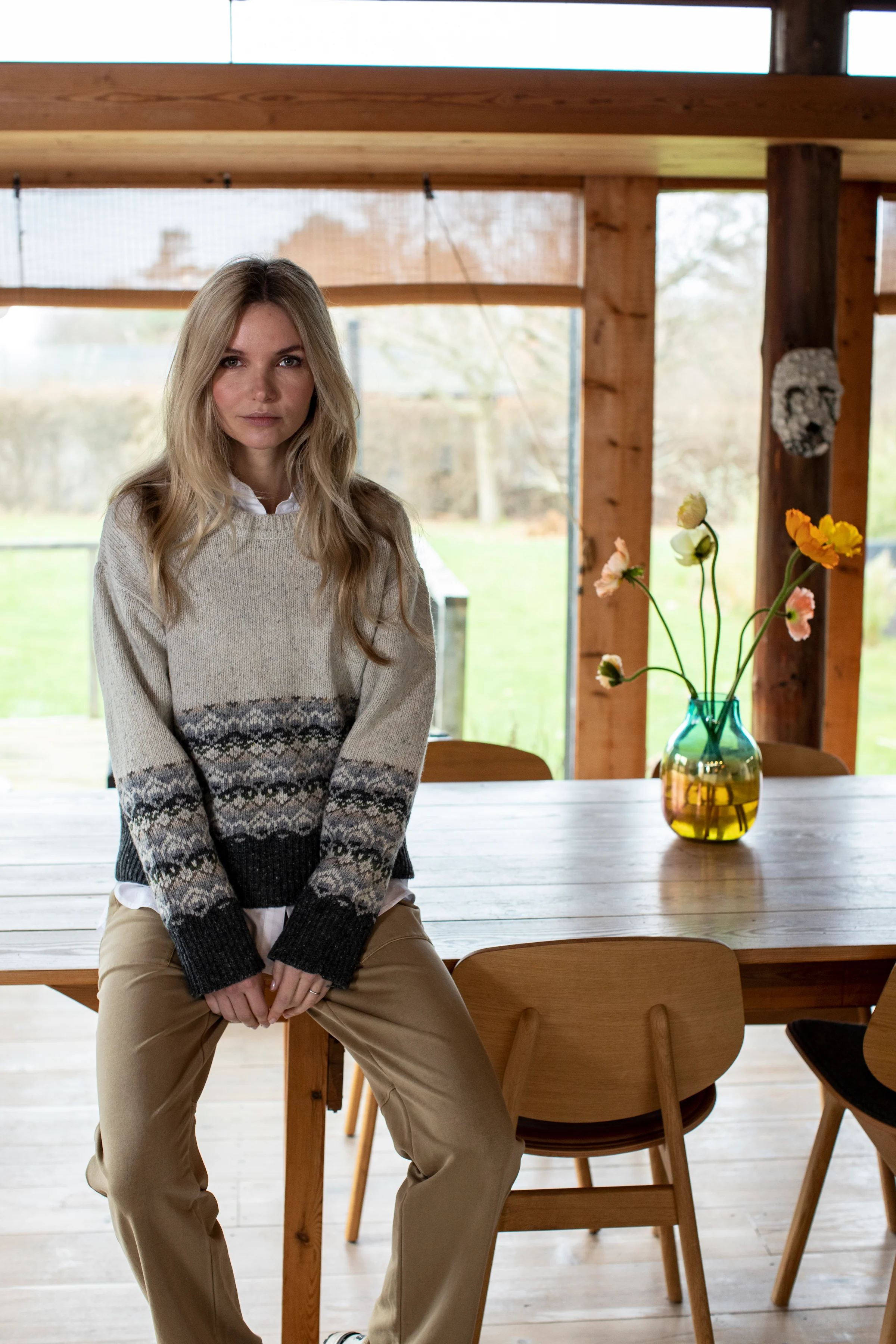 Dover Rough Merino/Alpaca Jaquard Knit - Chalk - Image 2