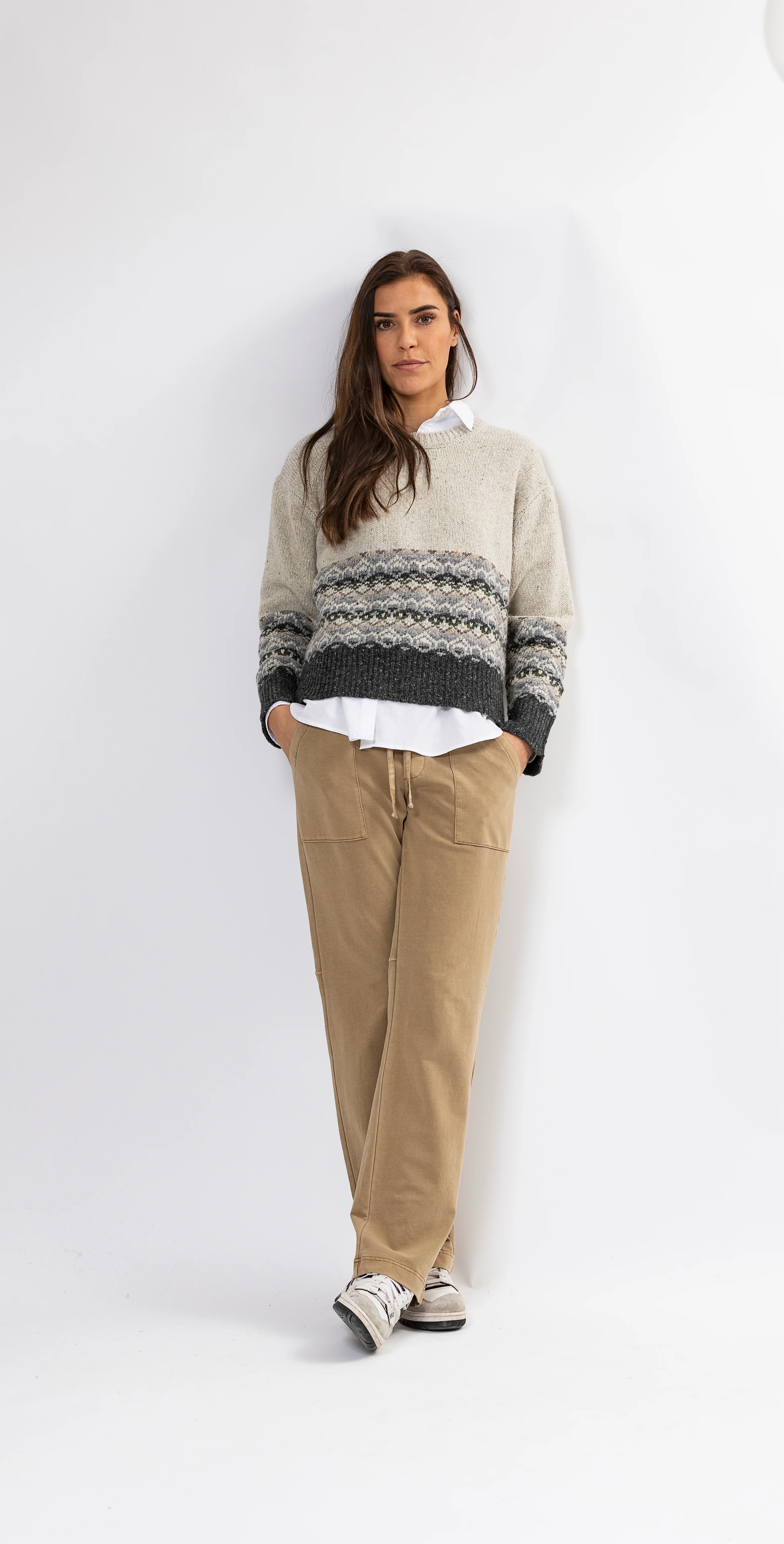 Dover Rough Merino/Alpaca Jaquard Knit - Chalk - Image 3