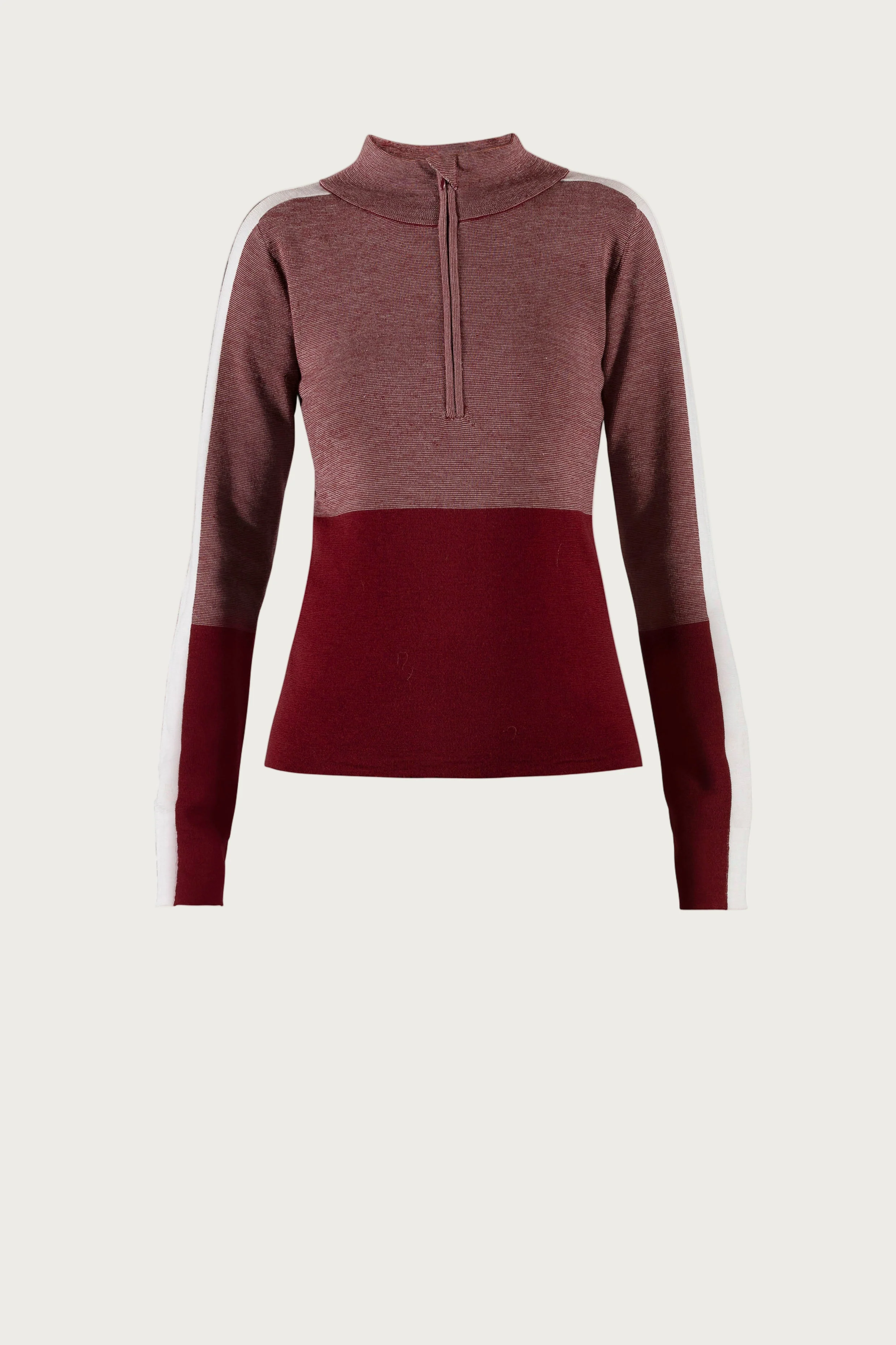 Fleur Merino 1/2 Zip Knit - Dark Cherry - Image 2
