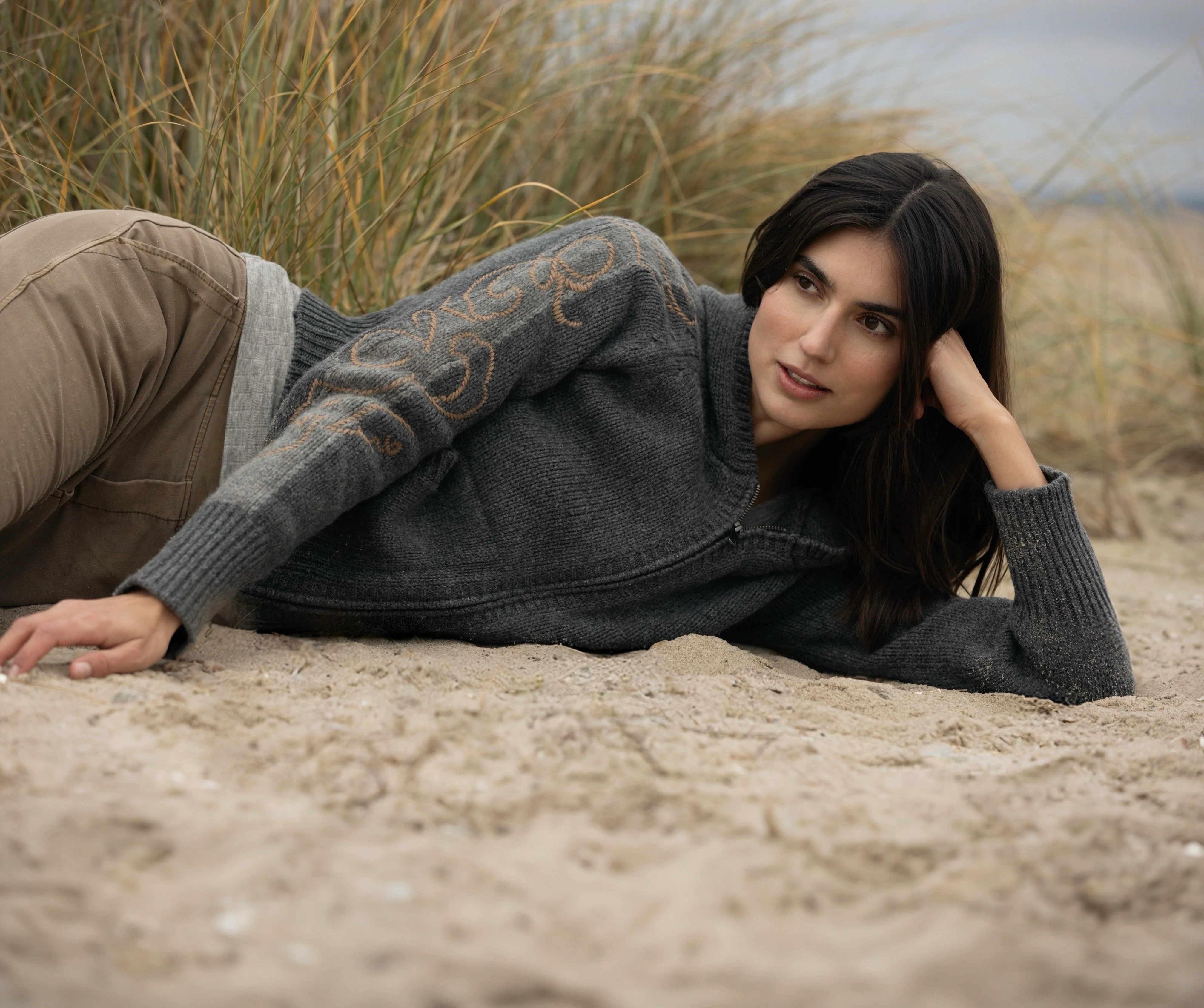 Florentina Lambswool Knit Cardigan - Iron Grey Melange - Image 2