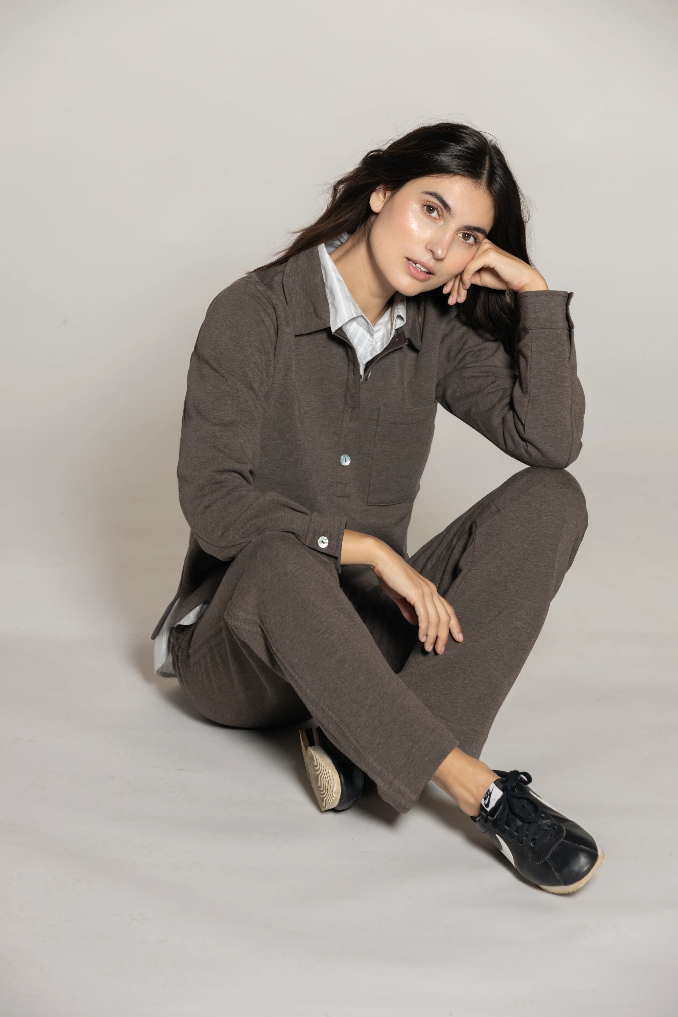 Gill Polo Sweat - Chocolate Melange - Image 2