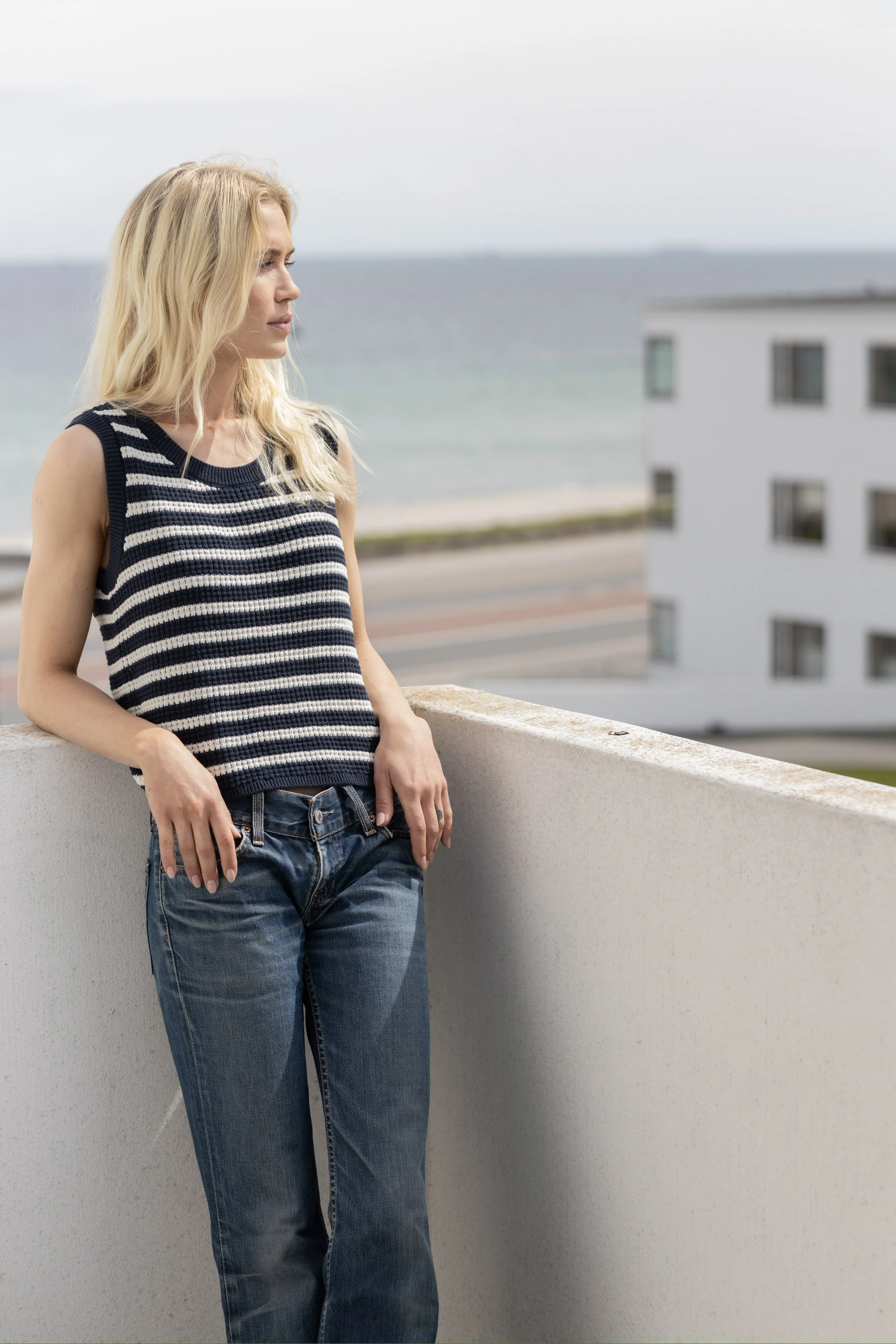 Lily Knit Top - New Navy w/Cream - Image 2