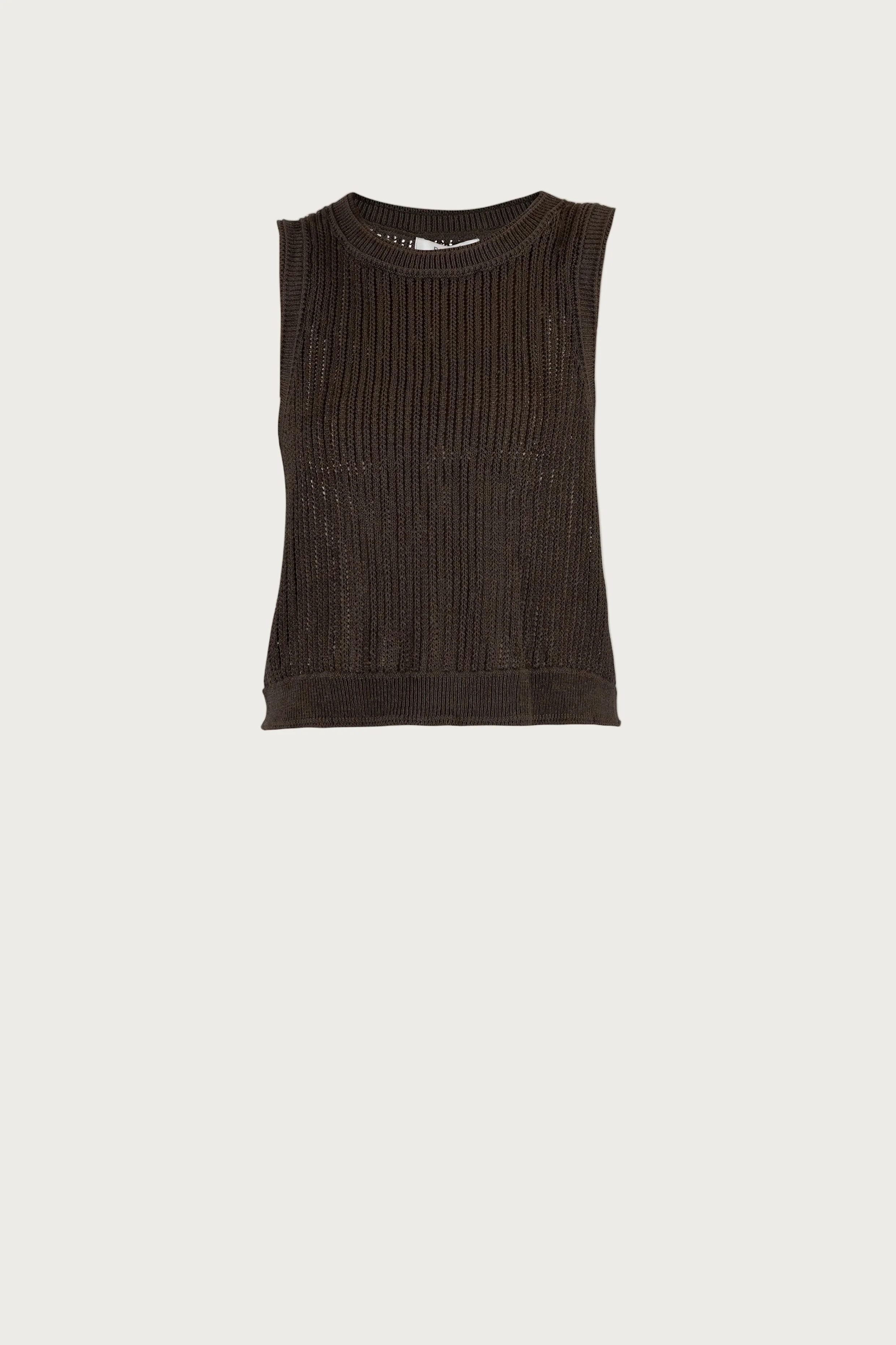 Line Linen Knit Top - Coffee
