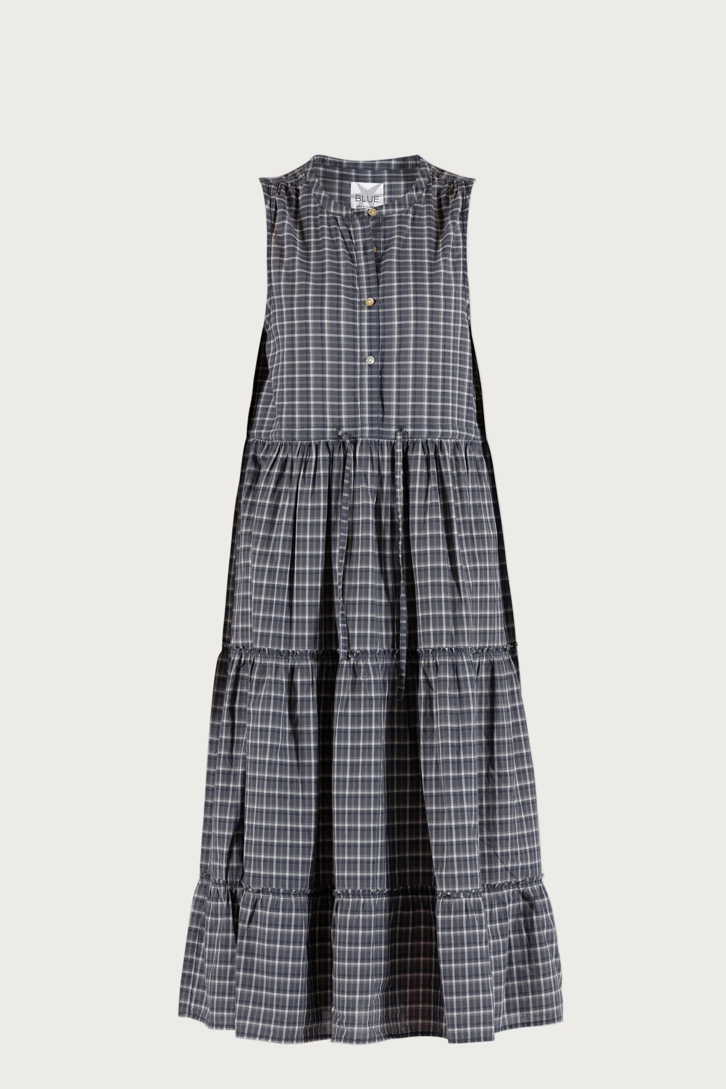 Linett voile check Dress - Dusty Navy check - Image 2
