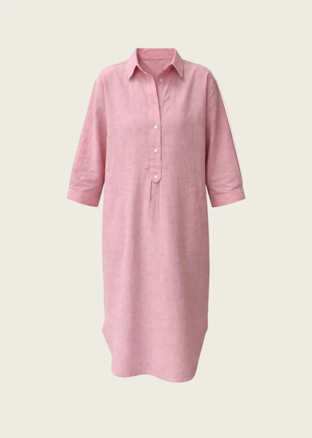 Liv linen Shirt Dress - Soft Pink Melange
