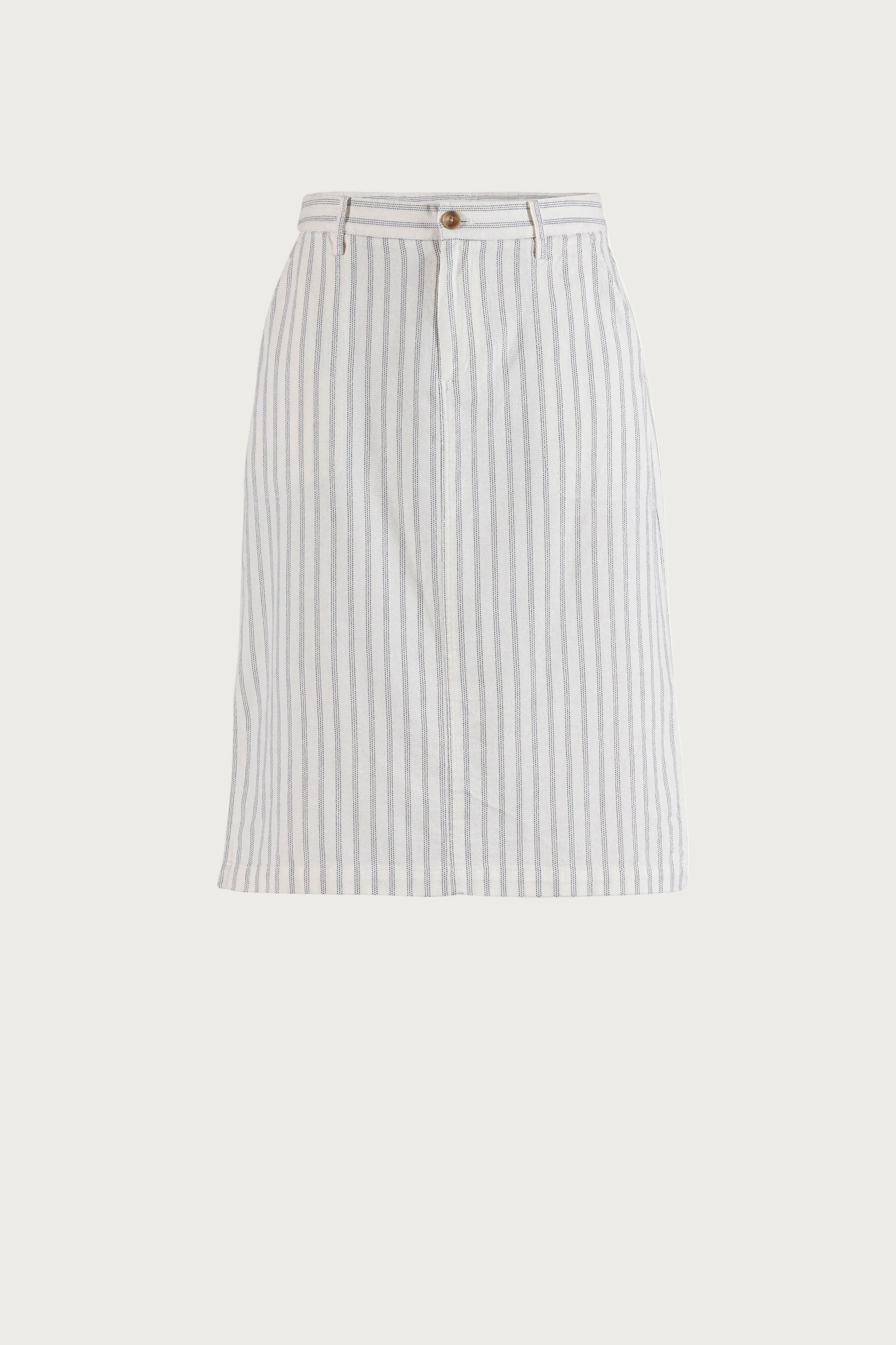 Lizzie cotton/linen striped Skirt - Cream w/Dusty Navy - Image 2
