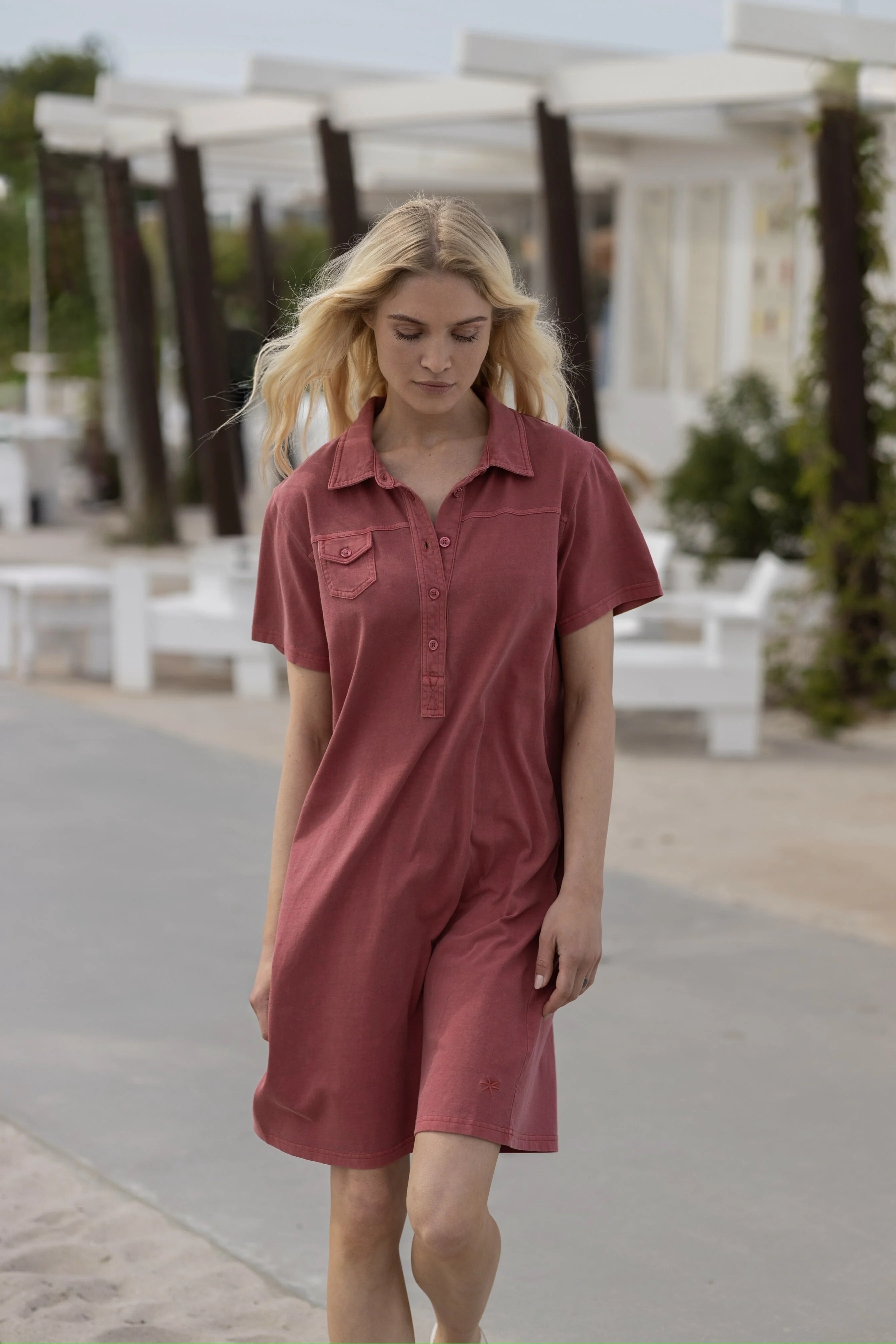Louise Polo Dress - Cranberry - Image 4