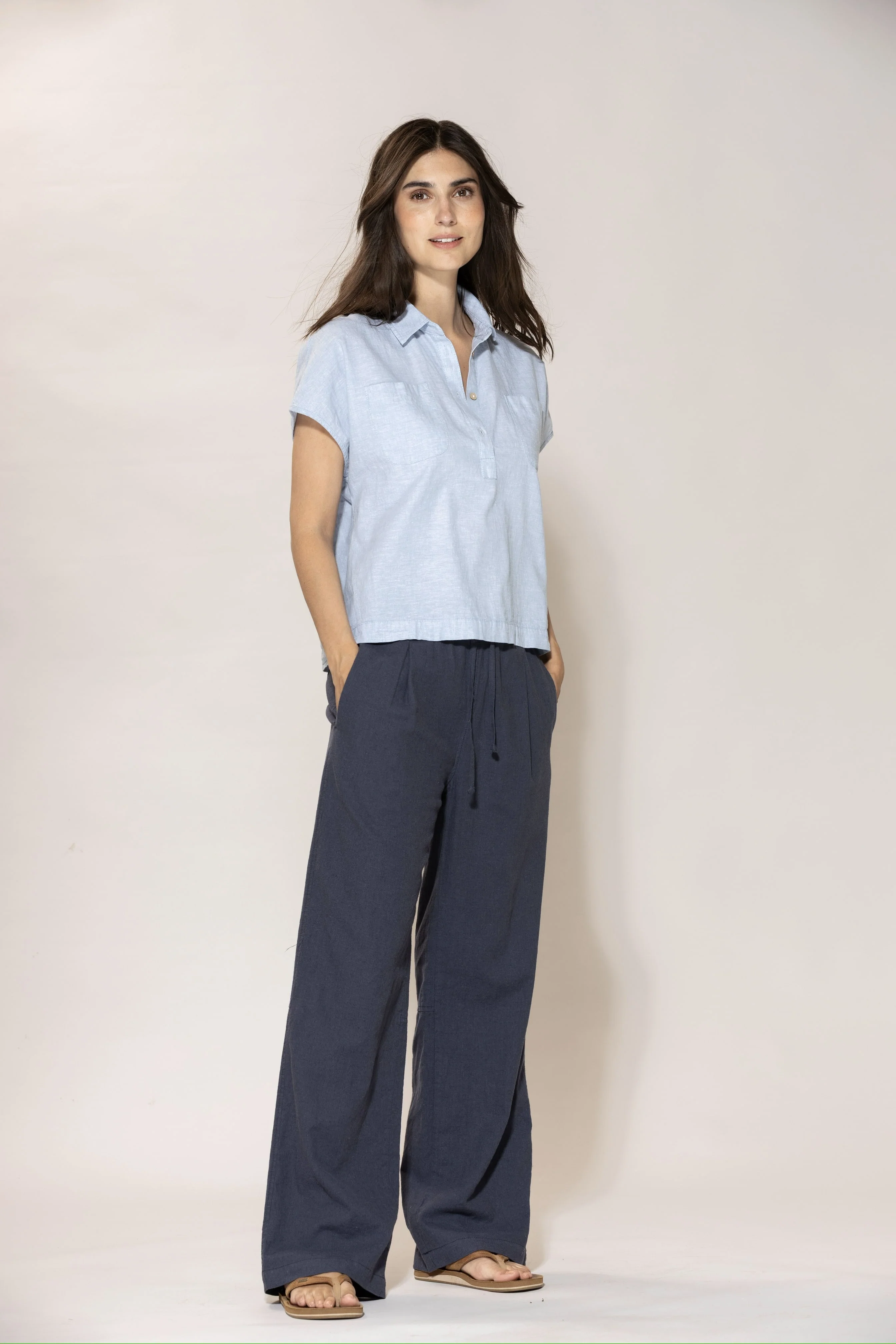 Luca linen Trousers - Dusty Navy - Image 2