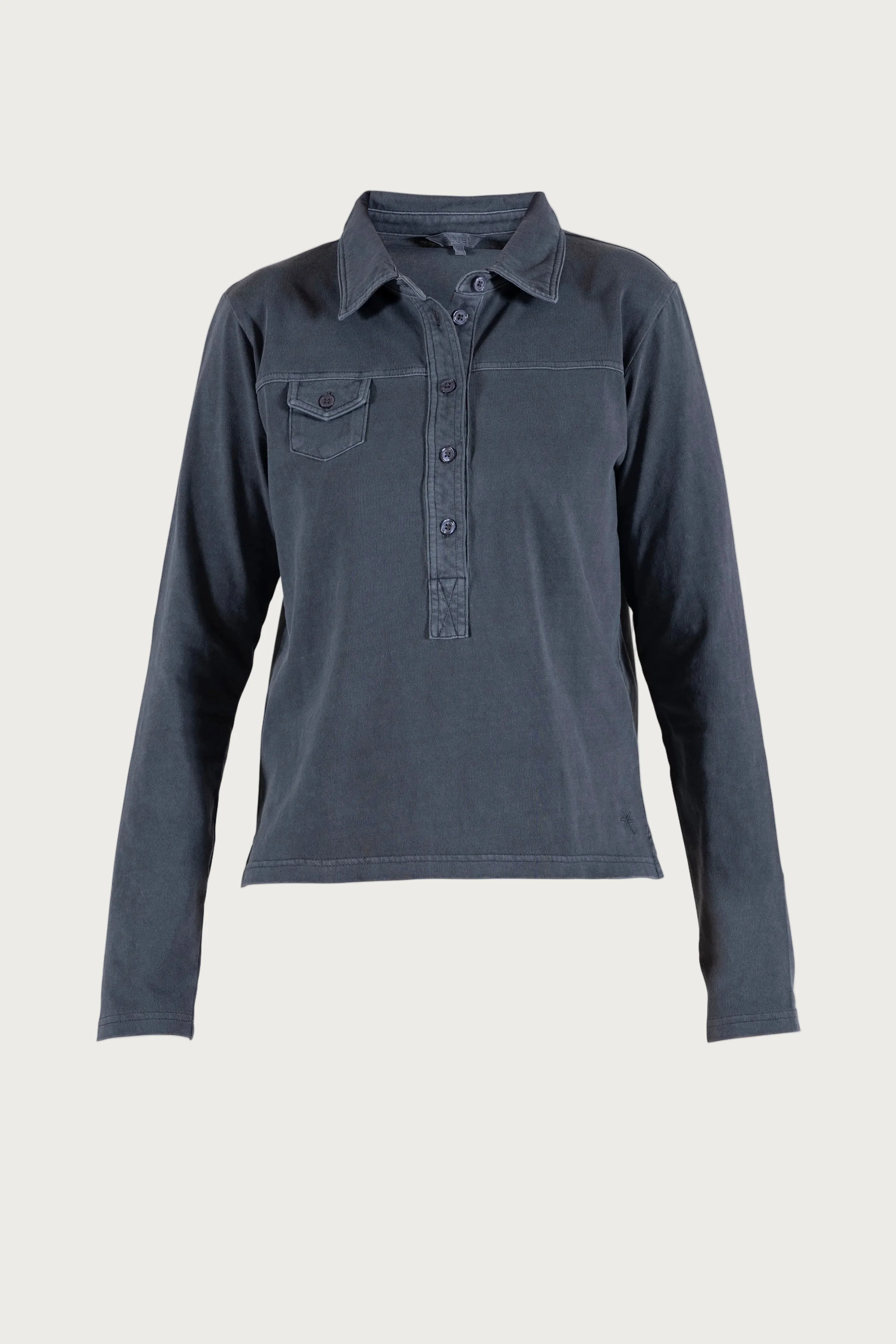 Luci Polo Blouse - Dusty Navy